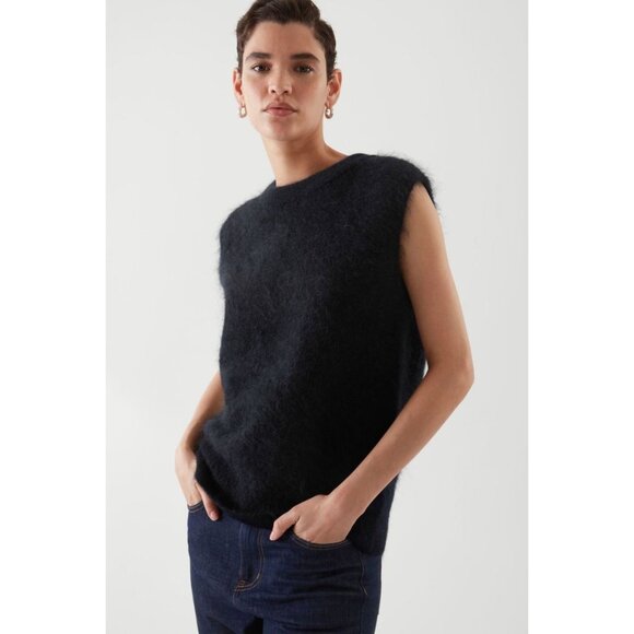 COS Relaxed-Fit Mohair Black Vest Medium - Picture 1 of 9